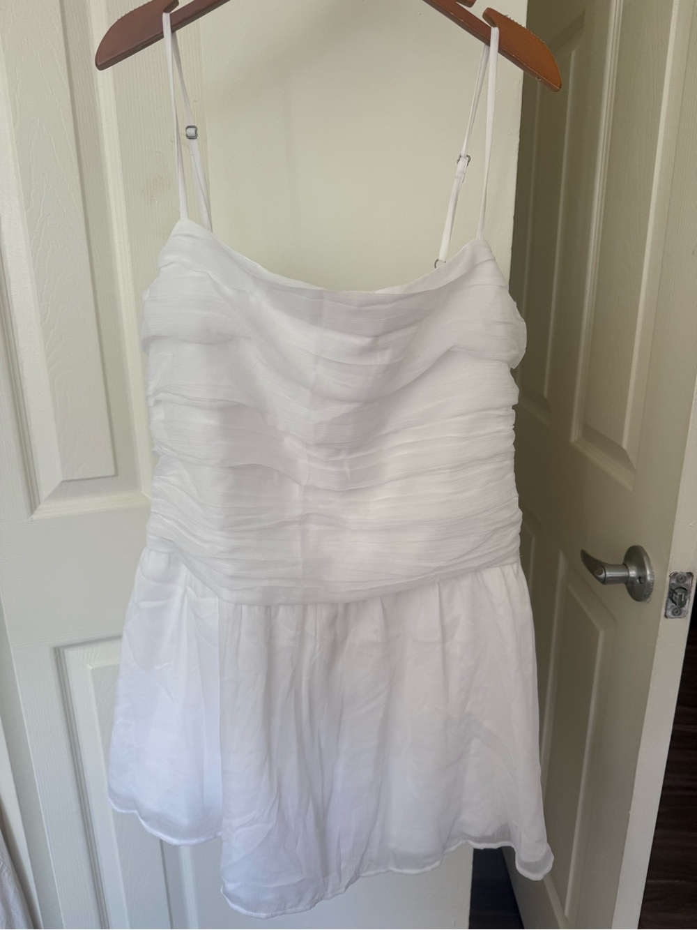 Hollister White Ruffle Spaghetti-Strap Mini Dress